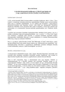 Kevevári István - A derridai dekonstrukció találkozása a critical legal studies-zal