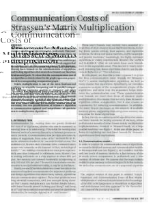 doi:Communication Costs of Strassen’s Matrix Multiplication By Grey Ballard, James Demmel, Olga Holtz, and Oded Schwartz