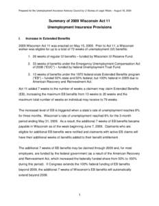 Plain Language Summary of 2009 Unemployment Law Changes