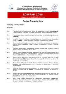 7Th International Meeting on the Effects of Low Doses of Radiation in Biological Systems: New Perspectives on Human Exposure LOWRAD  LOWRAD 2008