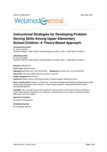 Article ID: WMC003137  ISSNInstructional Strategies for Developing Problem Solving Skills Among Upper Elementary