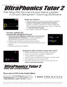 PROLEXIA  UltraPhonics Tutor 2 The New Performance and Value Leader in Orton-Gillingham Tutoring Software