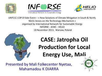 Jatropha oil production for local energy use, Mali