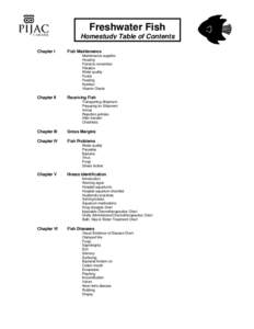 Freshwater Fish Homestudy Table of Contents Chapter I Fish Maintenance Maintenance supplies