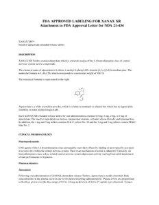 FDA APPROVED LABELING FOR XANAX XR Attachment to FDA Approval Letter for NDA[removed]