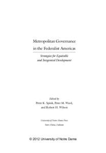 Spink-00FM_Layout:01 PM Page iii  Metropolitan Governance in the Federalist Americas Strategies for Equitable and Integrated Development