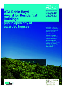 Australia’s highest award for residential architecture 5 award winning houses – for you to visit. Special preview of a