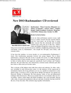 DSO Rachmaninov CD reviewed