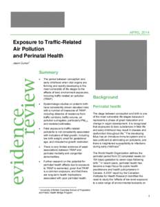 APRIL[removed]Exposure to Traffic-Related Air Pollution and Perinatal Health Jason Curran