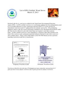 List of EPA Certified Wood Stoves