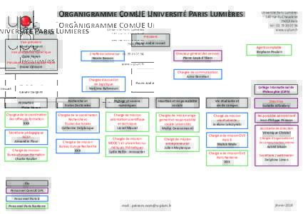 Organigramme ComUE Université Paris Lumières  Université Paris Lumières 140 rue du ChevaleretParis tél : 
