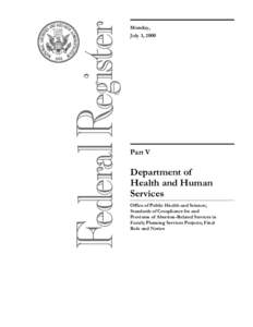 42 CFR 59 Standards of Compliance for Abortion-Related Services in Family Planning Services Projects