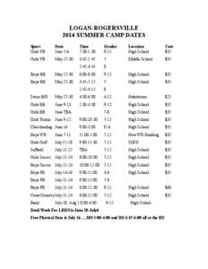 2014 camp schedule (Revised 5-12)