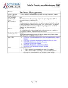 Gainful Employment Disclosures, 2013 Revised[removed]