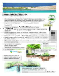 10 Ways To Protect Silver Lake Compliments of the Silver Lake Improvement Board 1.	 Effective this past January, it’s the law: Don’t use lawn fertilizer that contains phosphorus. If you use a professional lawn care s