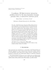 Communications in Information and Systems Volume 13, Number 3, 357–397, 2013 A nonlinear, 3D ﬂuid-structure interaction problem driven by the time-dependent dynamic pressure data: a constructive existence proof