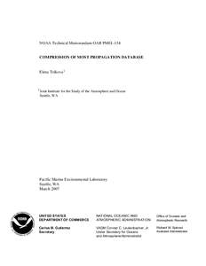 NOAA Technical Memorandum OAR PMEL-134  COMPRESSION OF MOST PROPAGATION DATABASE Elena Tolkova1  1