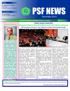 Dr. Manzoor H. Soomro Chairman Pakistan Science Foundation Chief Editor M. Javed Iqbal