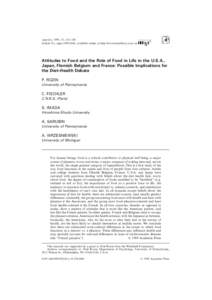 Appetite, 1999, 33, 163–180 Article No. appe, available online at http://www.idealibrary.com on Attitudes to Food and the Role of Food in Life in the U.S.A., Japan, Flemish Belgium and France: Possible Implic