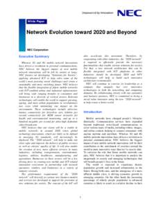 White Paper  Network Evolution toward 2020 and Beyond NEC Corporation also accelerate this movement. Therefore, by