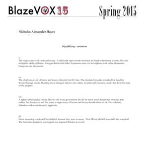 Spring 2015 Nicholas Alexander Hayes N(at)IV(ity) : variations  i.i