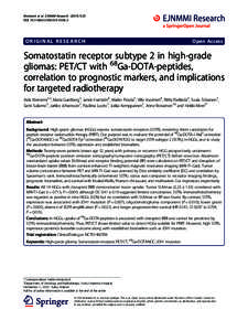 Somatostatin receptor subtype 2 in high-grade gliomas: PET/CT with 68Ga-DOTA-peptides, correlation to prognostic markers, and implications for targeted radiotherapy