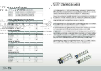Ethernet / Small form-factor pluggable transceiver / Networking hardware / Telecommunications equipment / DBm / Transceiver / Sensitivity / Optical fiber connector / Wireless networking / Comparison of 802.15.4 radio modules