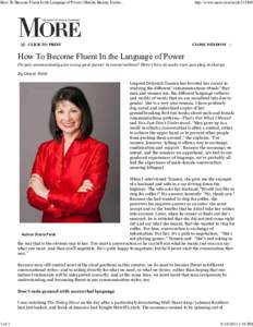 How To Become Fluent In the Language of Power | Health, Beauty, Fashio...  http://www.more.com/printCLICK TO PRINT