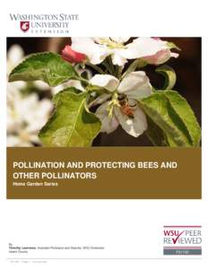 POLLINATION AND PROTECTING BEES AND OTHER POLLINATORS Home Garden Series By Timothy Lawrence, Assistant Professor and Director, WSU Extension
