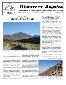 Discover America Newsletter of the American Discovery Trail Society Volume 17, Number 3 www.discoverytrail.org