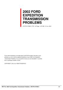 2002 FORD EXPEDITION TRANSMISSION PROBLEMS 2FETP21-IPUB12 | PDF | 42 Page | 1,273 KB | 12 Jun, 2016