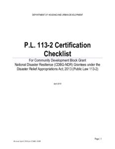 National Disaster Resilience PLCertification Checklist