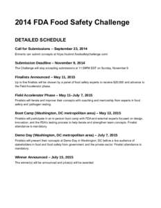 2014 FDA Food Safety Challenge Detailed Schedule