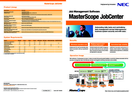 MasterScope JobCenter Product Lineup Job Management Software  Product Name