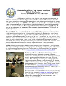 Naval Historical Foundation – National Museum of the United States Summer 2011 Curriculum Development Fellowships