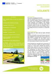 NATURAL RESOURCES MANAGEMENT VOLANTE AT A GLANCE Title: VOLANTE, Visions of Land use Transitions in