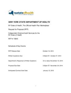 Request for Proposal: Independent External Audit Services for the NY State of Health