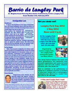 Barrio de Langley Park  An Neighborhood Planning Newsletter Published by Action Langley Park Issue Number 310, FebruaryImmigration Law