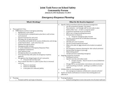 Task Force on School Safety Community Forum - Emergency Response Planning