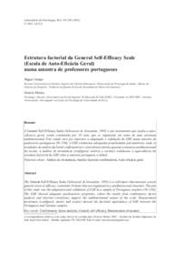 Laboratório de Psicologia, 9(1): ) © 2011, I.S.P.A. Estrutura factorial da General Self-Efficacy Scale (Escala de Auto-Eficácia Geral) numa amostra de professores portugueses