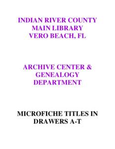 INDIAN RIVER COUNTY MAIN LIBRARY VERO BEACH, FL ARCHIVE CENTER & GENEALOGY