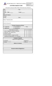 OCCUPATIONAL SAFETY AND HEALTH CENTER CUSTOMER FEEDBACK FORM FM-HR-Hiring-01 Revision No. 01 Effectivity