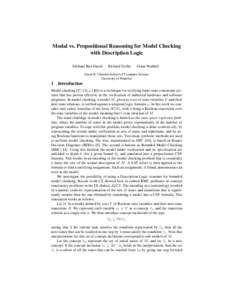 Modal vs. Propositional Reasoning for Model Checking with Description Logic Shoham Ben-David Richard Trefler