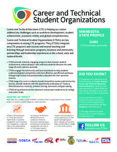 Career and Techical Education (CTE) is helping our nation address key challenges such as workforce development, student achievement, economic vitality and global competitiveness. Career and Technical Student Organization