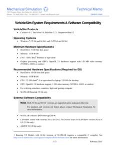 System Requirements and Software Compatibility for VehicleSim Products