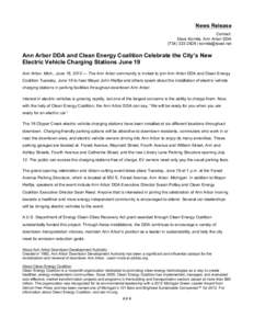 News Release Contact: Dave Konkle, Ann Arbor DDA[removed] | [removed]  Ann Arbor DDA and Clean Energy Coalition Celebrate the City’s New