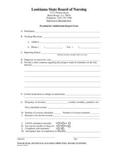 Psychiatrist/Addictionist Monthly Report Form