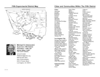Fifth Supervisorial District Map  Cities and Communities Within The Fifth District