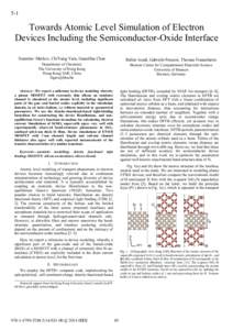 5-1  Towards Atomic Level Simulation of Electron Devices Including the Semiconductor-Oxide Interface Stanislav Markov, ChiYung Yam, GuanHua Chen