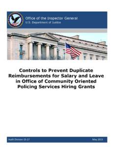 Controls to Prevent Duplicate Reimbursements for Salary and Leave in Office of Community Oriented Policing Services Hiring Grants